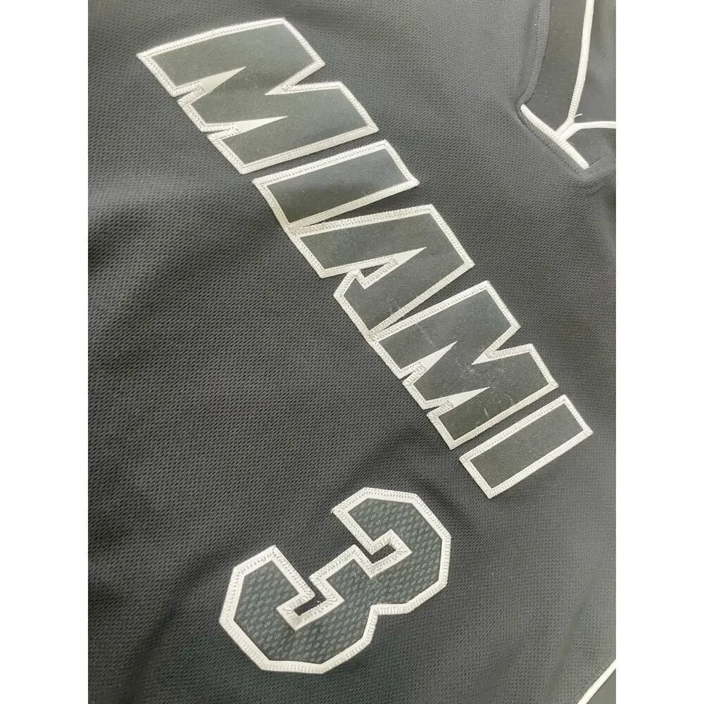 ADIDAS NBA MIAMI HEAT JERSEY DWYANE WADE SPECIAL EDITION BLACK OUT STITCHED SZ L